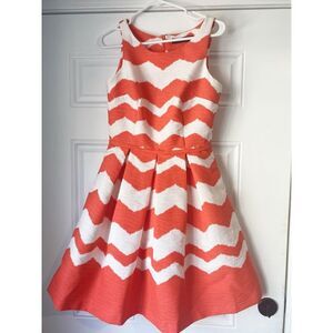 The Limited Coral and White Chevron Aline Dress Size 4